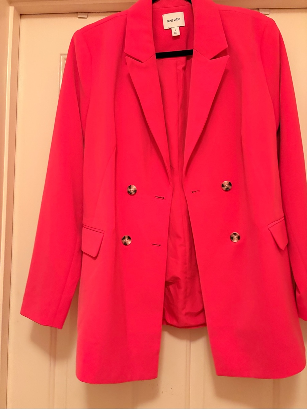 Nine West Hot Pink Double-Breasted Blazer